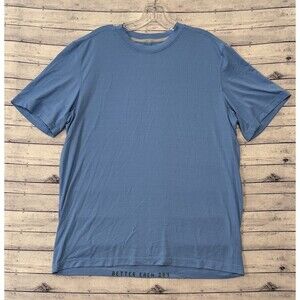 Lululemon Mens Active Shirt Sz L Blue Yoga Gym Workout Short Sleeve